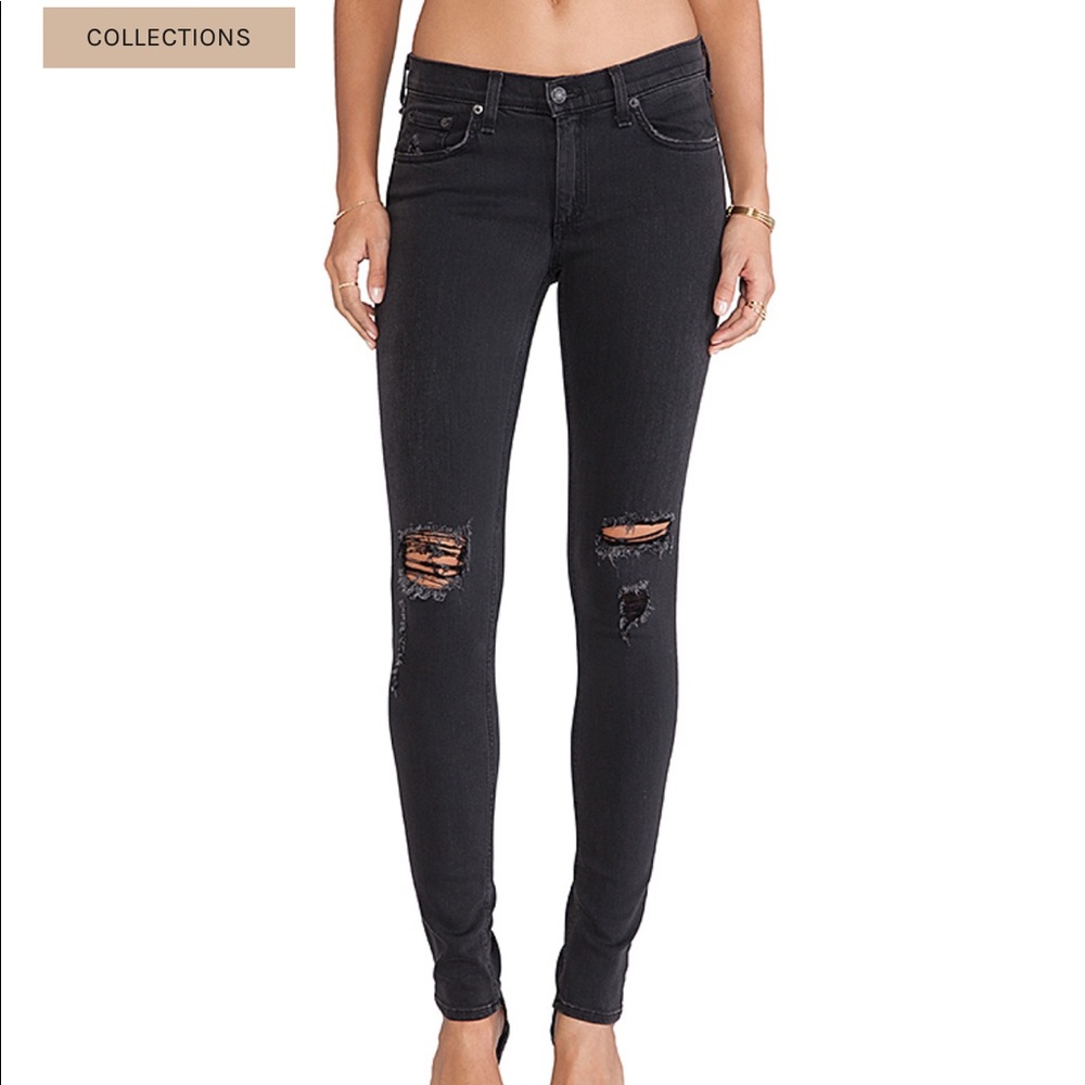 Rag & Bone Black Skinny Soft Rock Jeans